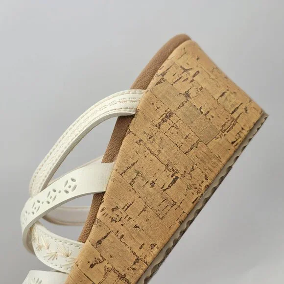 Skechers Beverlee Tiger Posse Sandals Luxe Foam Women's Sz 6 Wedge Strappy White - Picture 13 of 15